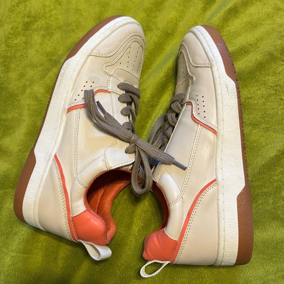 ShuShop Shoes - Shushop Romi Leather Retro Sneakers Coral & White Women’s Size 10